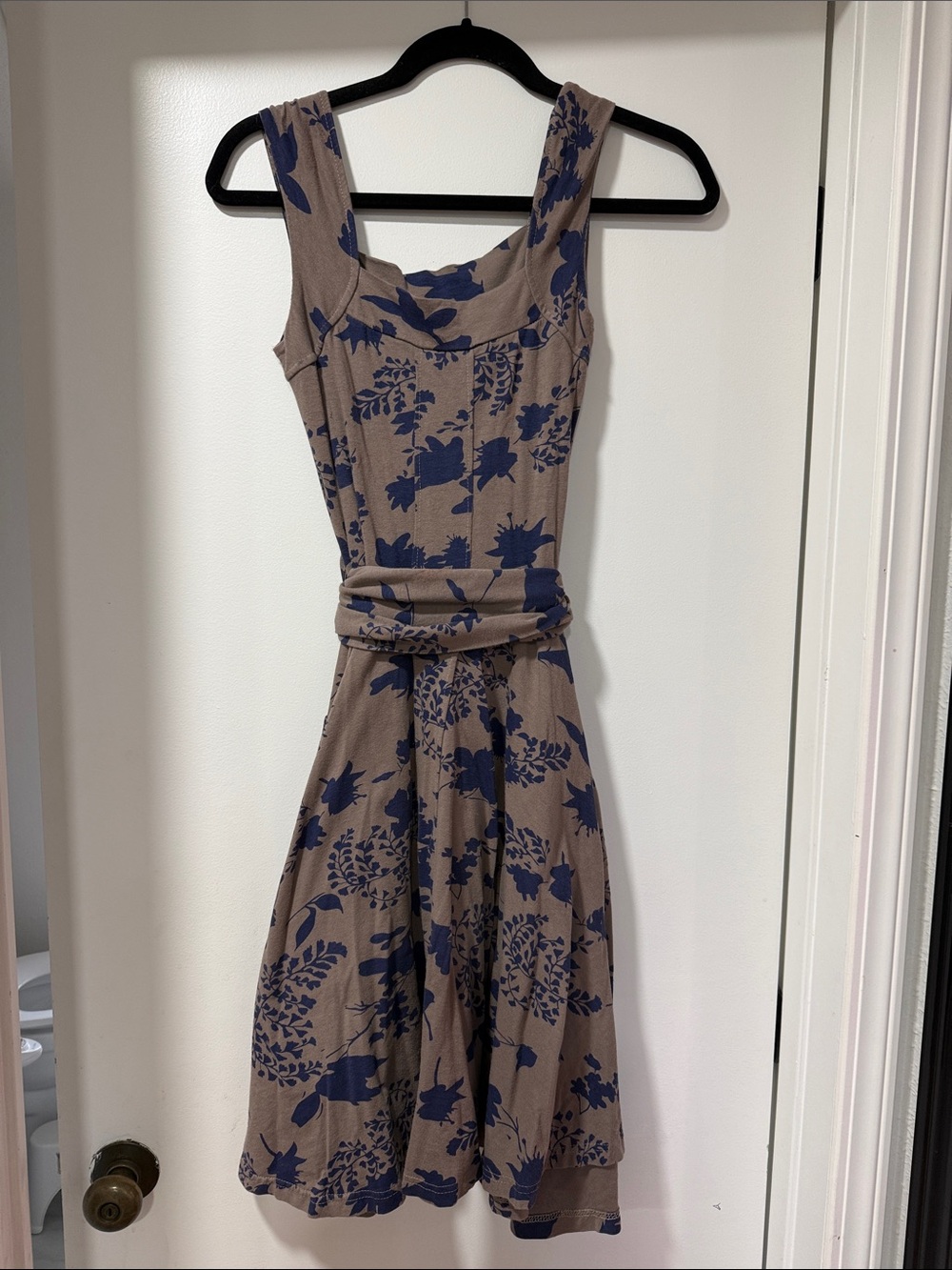 Effie's Heart Taupe Dress with Navy Floral Pattern